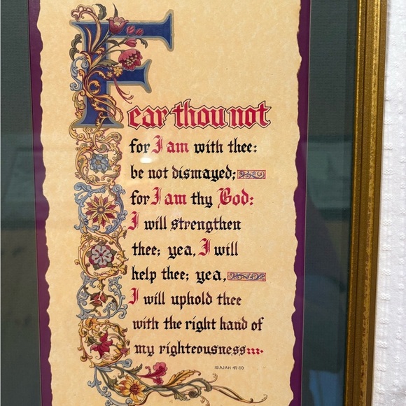 Home Interiors framed art bible verse Isaiah 41:10, which reads: "Fear thou not” - Picture 2 of 7